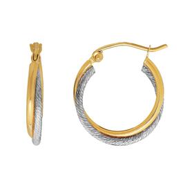 Gold Classics&#40;tm&#41; Polished Diamond Cut Crossover Tube Hoop Earrings