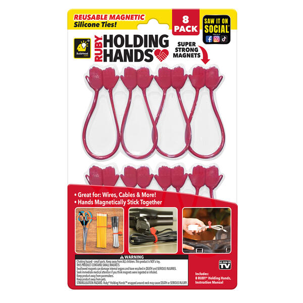 As Seen On TV Ruby Holding Hands Reusable Magnetic Silicone Ties - image 