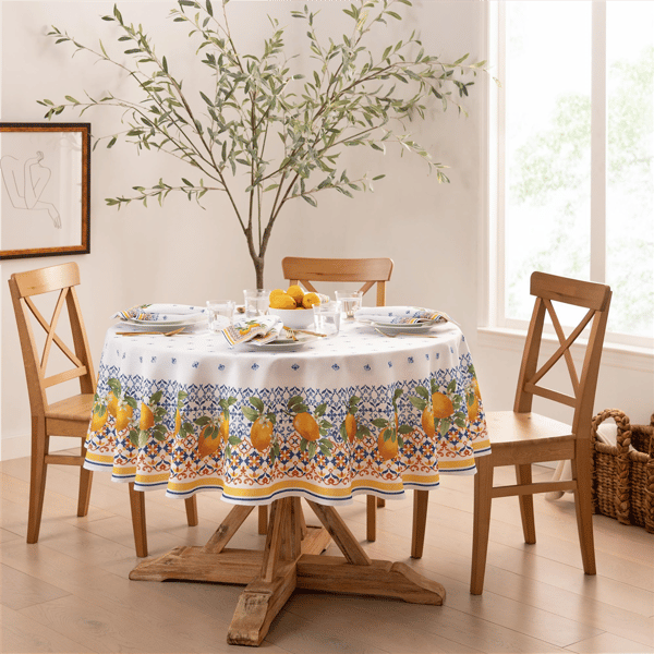 Threadmade Capri Lemon Double Border Tablecloth