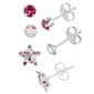 Kids Sterling Silver 3pr. Silver/Fuchsia/Blue Stud Earrings Set - image 1