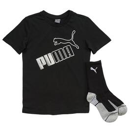 Boys (8-20) Puma 2pc. Jersey Graphic Tee &amp; Crew Socks Set - Black