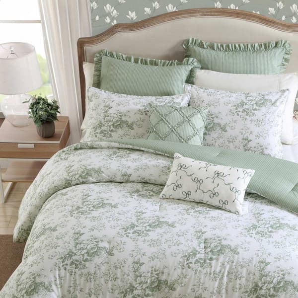 Laura Ashley Toile Delight Cotton Reversible Comforter Set