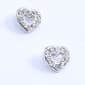 Kids Sterling Silver Clear Crystal Open Heart Earrings - image 1