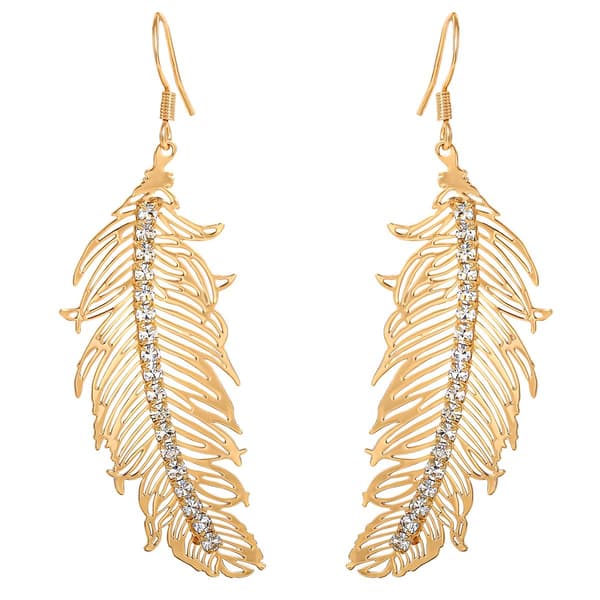 Jessica Simpson Pave Rhinestone Leaf Dangle Earrings