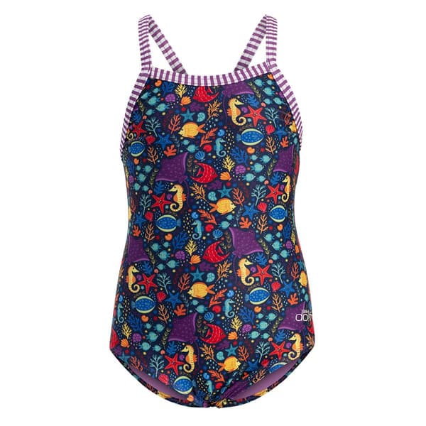 Toddler Girls Dolfin® Little Fish Criss-Cross One Piece Swimsuit