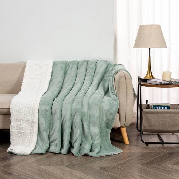 FreshFolds Kinsley Reversible Plush Velvet & Sherpa Blanket - image 