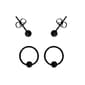 2pk. Black Surgical Steel Bead Ring & Ball Studs Set - image 1
