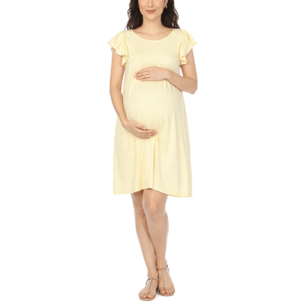 Womens White Mark Scoop Neck Flutter Sleeve Maternity Dress