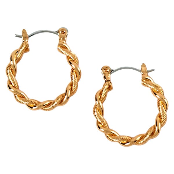 Design Collection Gold Rope Twist Hoop Earrings - image 
