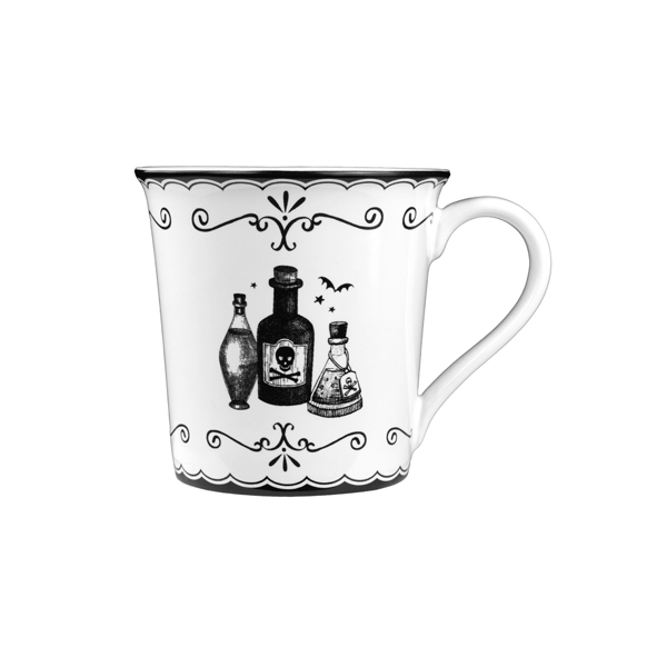 222 Fifth Elegant Haunting 4pc. White Porcelain Halloween Mug Set
