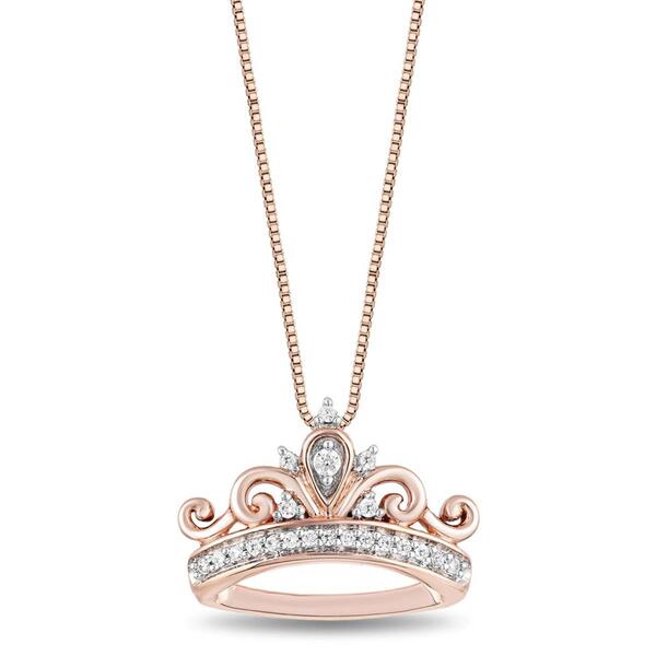 Enchanted by Disney Rose Gold Majestic Crown Pendant Necklace - image 