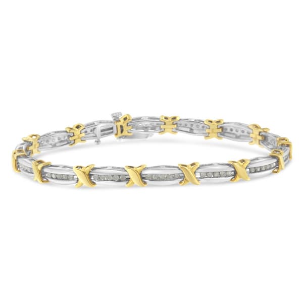 Diamond Classics&#40;tm&#41; Sterling Silver X-Link Tennis Bracelet - image 