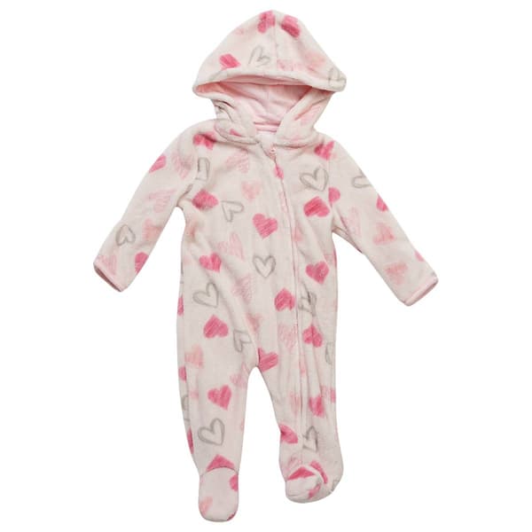 Baby Girl (3-9M) Little Beginnings Heart Hooded Fleece Pram - image 