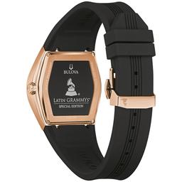Mens Bulova Latin GRAMMY® Black Rosegold Strap Watch - 97A163