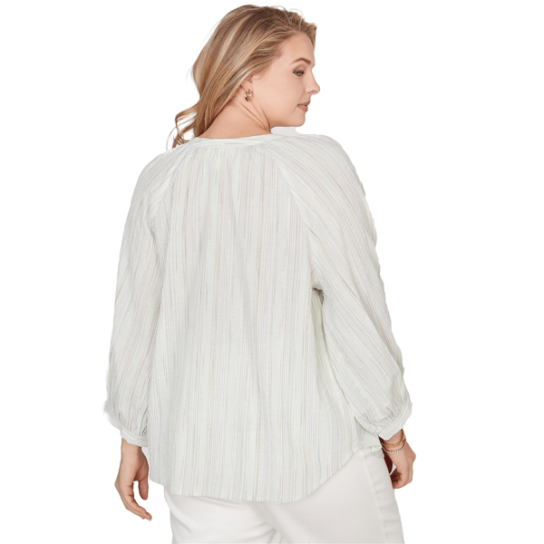 Plus Size Ruby Rd. Renaissance Romance Crinkle Stripe Blouse - image 