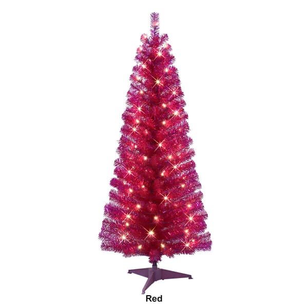 Puleo International 4.5ft. Pre-Lit Tinsel Christmas  Tree