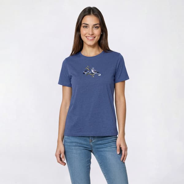 Petite Madison Taylor Short Sleeve Blue Jay Embroidered Tee - image 