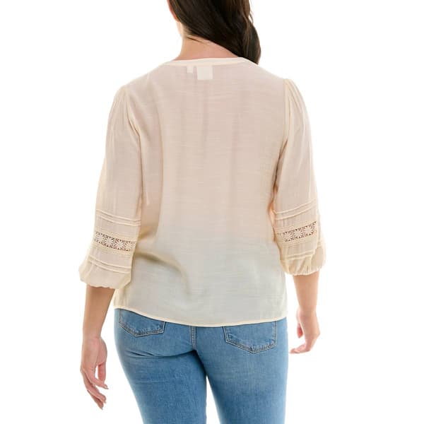 Plus Size Zac & Rachel 3/4 Sleeve Split Neck Button Front Blouse