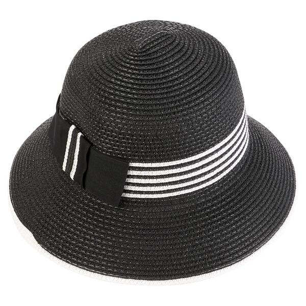 Womens Madd Hatter Cloche w/ Stripes Straw Hat - image 
