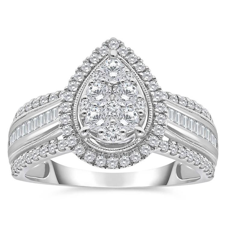 Diamond Classics™ White Gold 1ctw. Diamond Cluster Bridal Ring