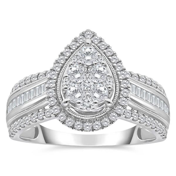 Diamond Classics™ White Gold 1ctw. Diamond Cluster Bridal Ring