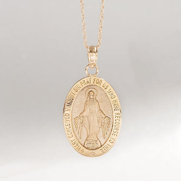 Gold Classics&#40;tm&#41; Miraculous Medal 14kt. Gold Necklace - image 