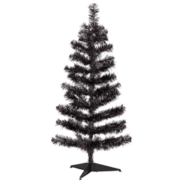 Northlight 3ft. Artificial Black Tinsel Halloween Tree