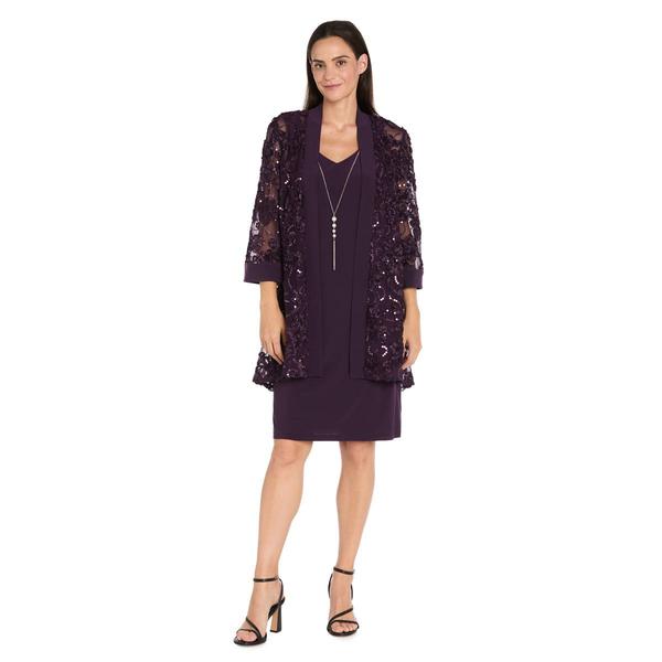 Womens R&M Richards Embroidered Sequin Soutache Jacket Dress - image 
