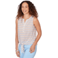 Womens Hearts of Palm Cool & Collected Sleeveless Stripe Blouse - image 3