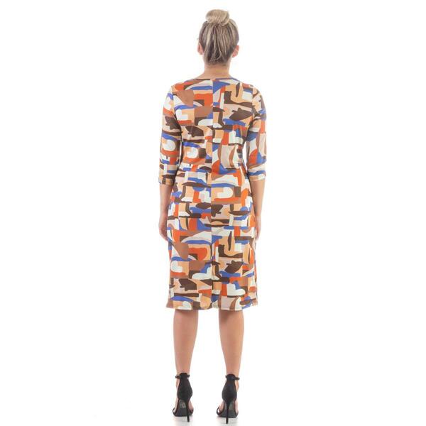 Womens 24/7 Comfort Apparel Abstract Faux Wrap Cocktail Dress