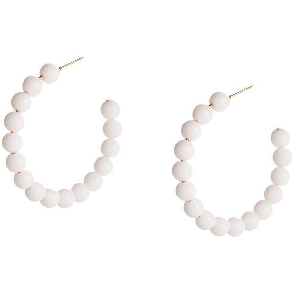 Ashley Cooper(tm) Gold Plated White Bead Hoop Earrings - image 