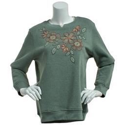 Petite Hasting & Smith Large Floral Studded Fleece Sweatshirt