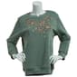 Plus Size Hasting & Smith Large Floral Studded Fleece Sweatshirt - image 1