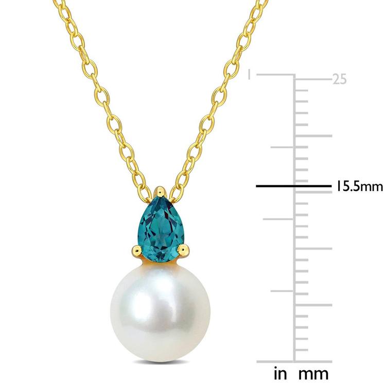 Gemstone Classics™ Freshwater Pearl & Created Alexandrite Pendant