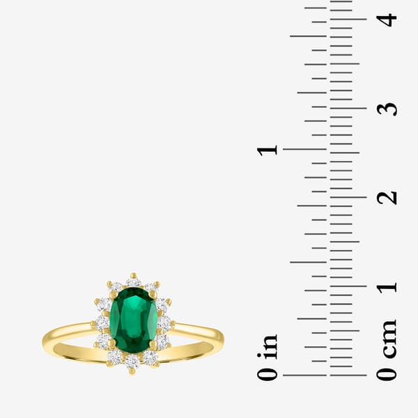 Nova Star® Lab Grown Emerald Gold over Silver Oval Halo Ring