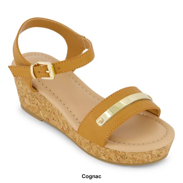 Big Girls DKNY Amber Metal Strap Wedge Sandals