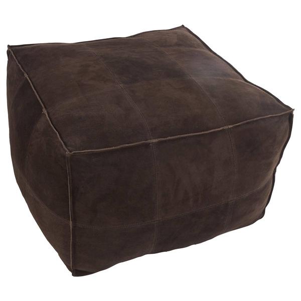 9th & Pike® Rustic Leather Pouf Ottoman