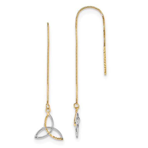 Gold Classics(tm) 14kt. Box Chain Celtic Knot Threader Earrings - image 