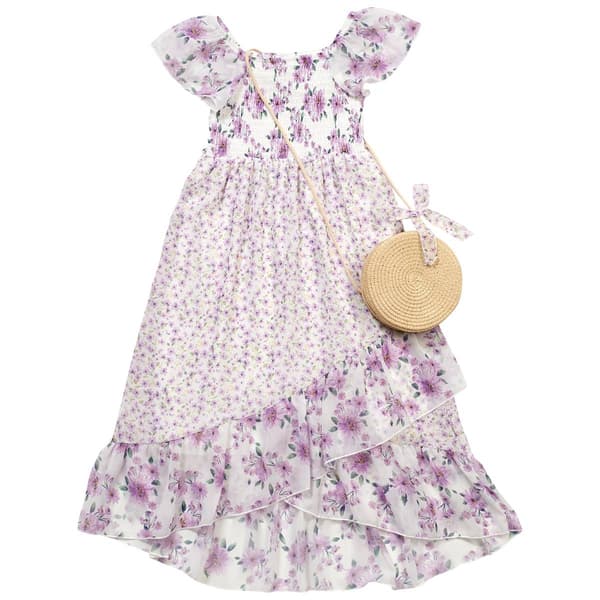 Girls (7-16) Speechless(R) Short Sleeve Ditsy Midi Dress with Bag - image 