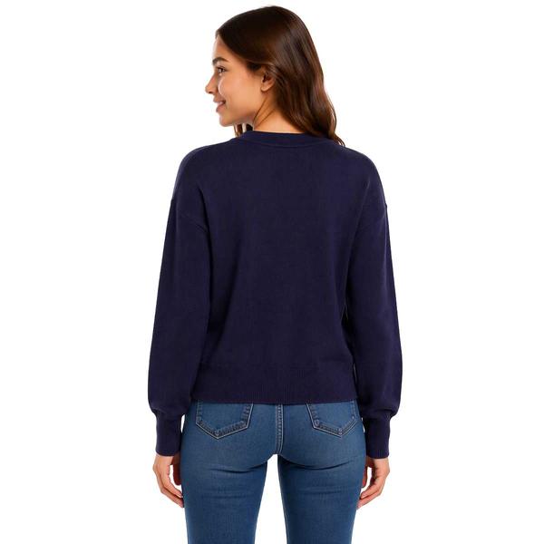 Juniors No Comment Unbothered Pullover Sweater- Peacoat