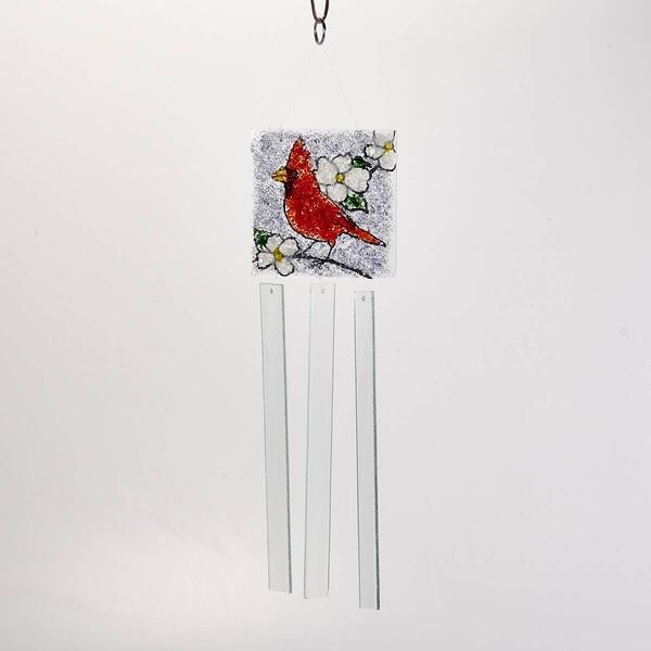Cardinal Fused Glass Wind Chime - image 