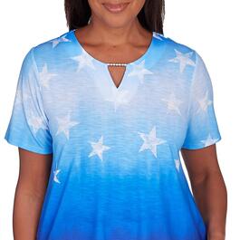 Plus Size Alfred Dunner All American Tie Dye Stars Top