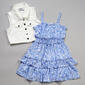 Girls &#40;7-16&#41; Rare Editions Sleeveless Floral Dress w/ Denim Vest - image 2