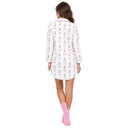 Womens Sabrina Soto Long Sleeve Tree Notch Collar Nightshirt