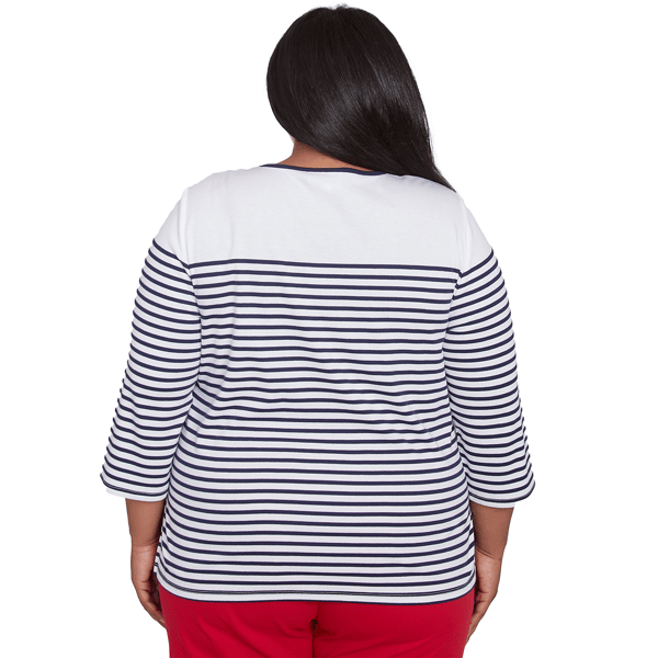 Plus Size Alfred Dunner Land of the Free Striped Star Studded Tee