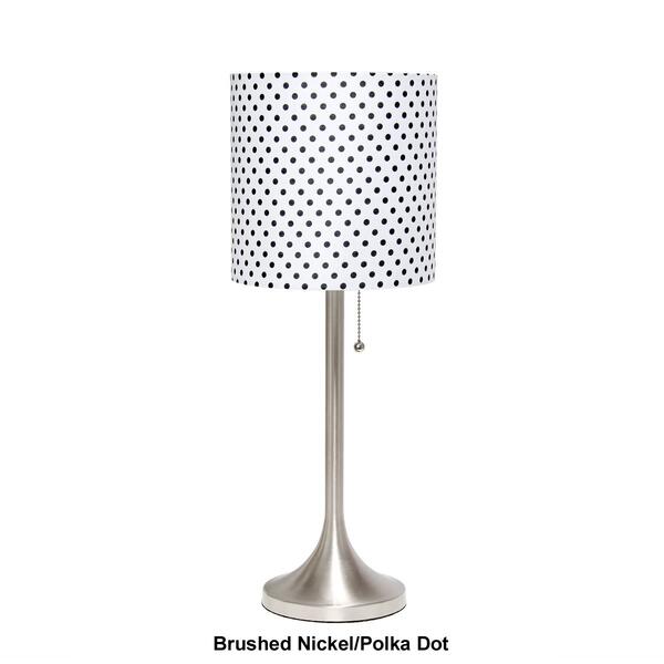 Simple Designs Brushed Tapered Table Lamp w/Fabric Drum Shade