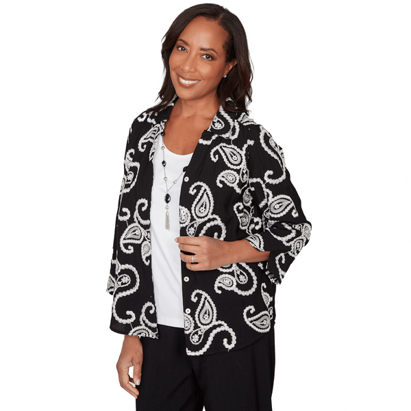 Petite Alfred Dunner Crowd Pleaser Paisley Two in One Blouse