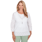 Petites Alfred Dunner St. Augustine Solid Eyelet Trim Top With N - image 1
