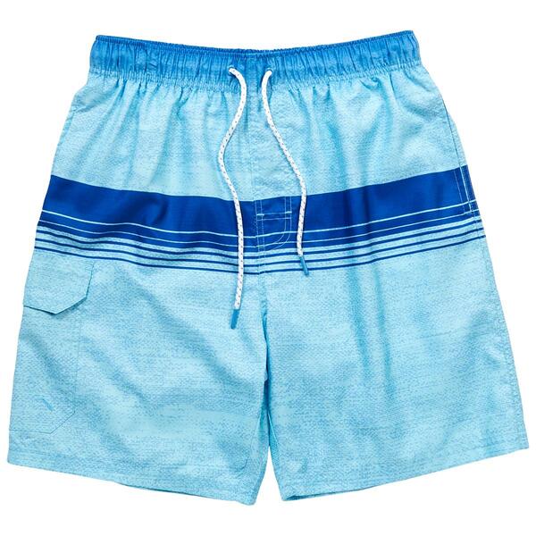 Young Mens SURFZONE&#40;R&#41; Blue Stripes Swim Trunks - image 