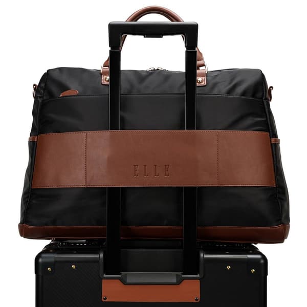 ELLE Luxe Journey Twill and Vegan Leather Weekender Duffel Bag